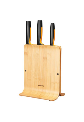 Набір кухонних ножів із бамбуковим блоком Fiskars Functional Form (1057553)