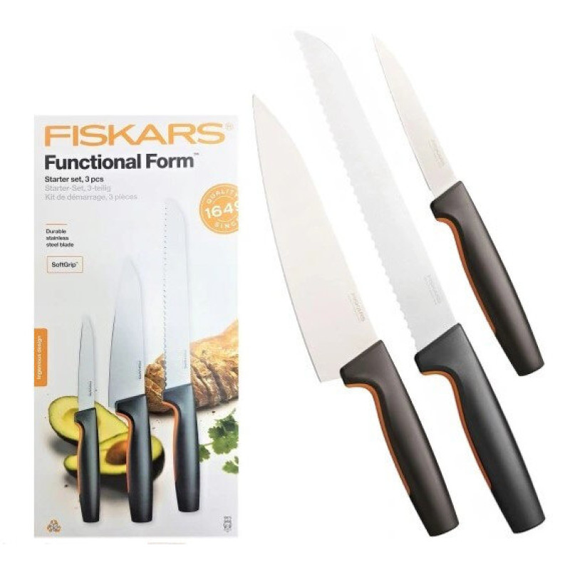 Набір із 3 кухонних ножів Fiskars Functional Form (1057559)
