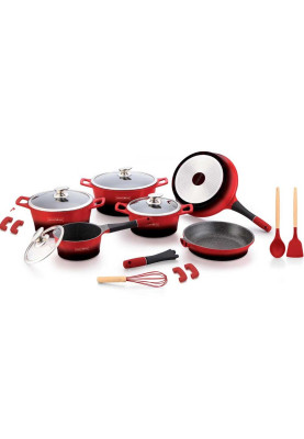 Набір посуду 17 предметів Royalty Line (RL-ES1014M Red-Black)