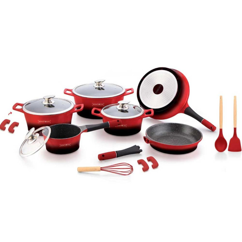Набір посуду 17 предметів Royalty Line (RL-ES1014M Red-Black)