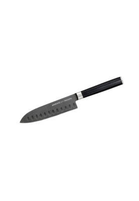 Ніж кухонний Сантоку з жолобчастою лінією леза 138 мм Samura Mo-V Stonewash (SM-0093B)