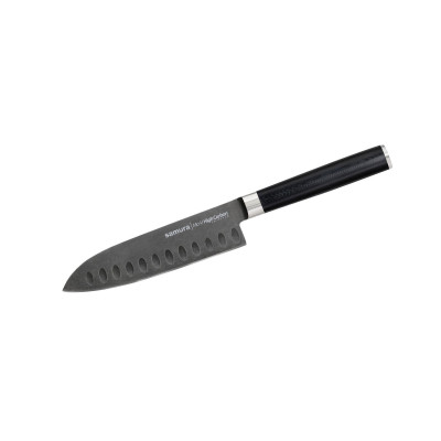 Ніж кухонний Сантоку з жолобчастою лінією леза 138 мм Samura Mo-V Stonewash (SM-0093B)