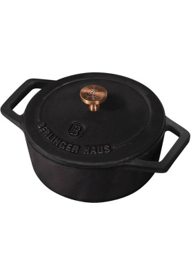 Порційна чавунна кастрюля 12 см 0,55 л Berlinger Haus Black Royal Collection (BH-6490)