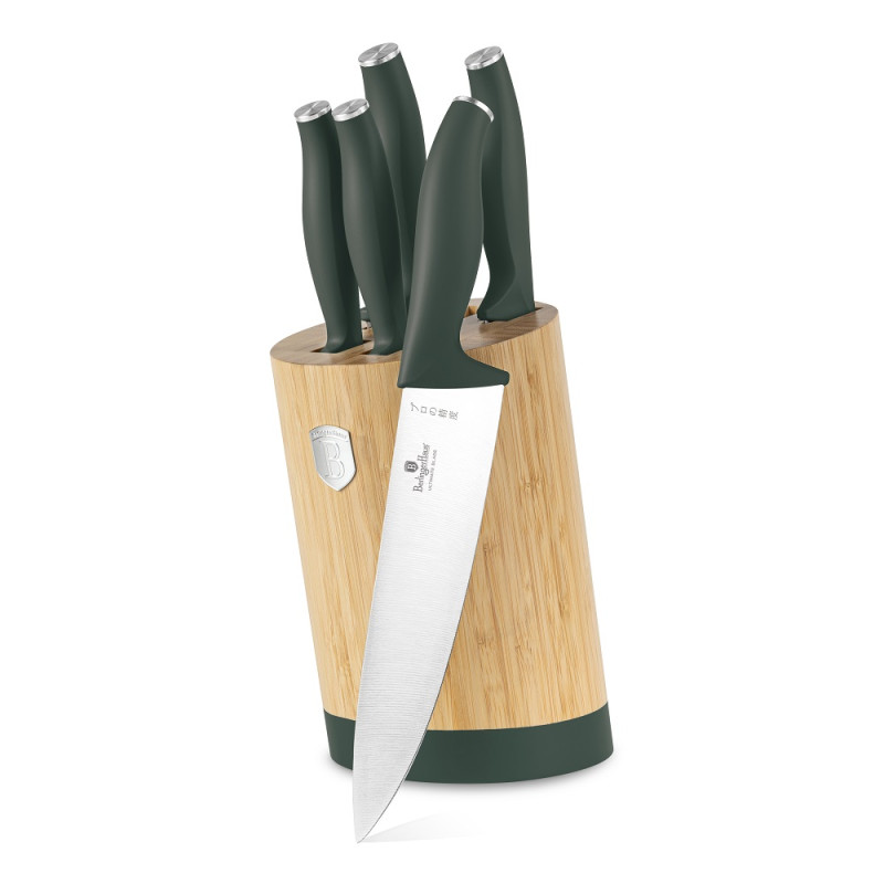Набір ножів на дерев'яній підставці Berlinger Haus Matte Green Collection (BH-2757)