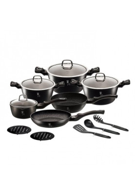 Набір посуду 15 предметів Berlinger Haus Black Silver Collection (BH-6155)