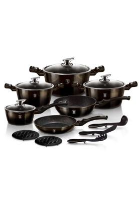 Набір посуду Berlinger Haus Metallic Line Shiny Black Edition 18 предметів (BH-6614)
