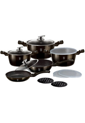 Набір посуду з 13 предметів Berlinger Haus Metallic Line Shiny Black Edition (BH-7032)