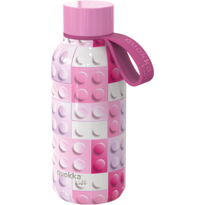 Термопляшка дитяча з силіконовою ручкою 330 мл Quokka Pink Bricks (40142)