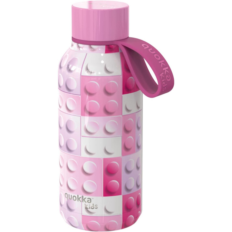 Термопляшка дитяча з силіконовою ручкою 330 мл Quokka Pink Bricks (40142)