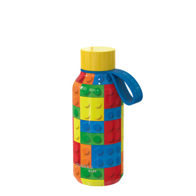 Термопляшка дитяча з силіконовою ручкою 330 мл Quokka Color Bricks (40143)
