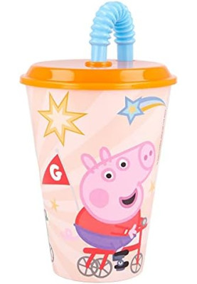 Стакан для дітей з трубочкою 430 мл Stor Peppa Pig (41230)