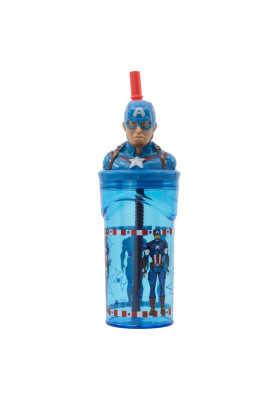 Стакан для дітей з трубочкою 360 мл Stor Avengers Captain America (74866)