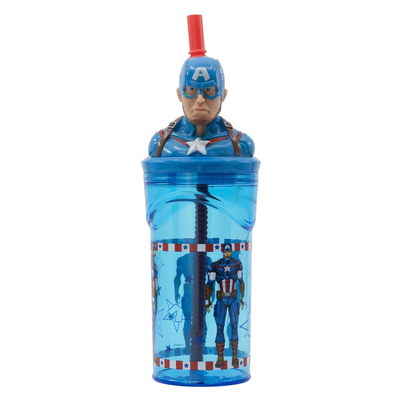 Стакан для дітей з трубочкою 360 мл Stor Avengers Captain America (74866)