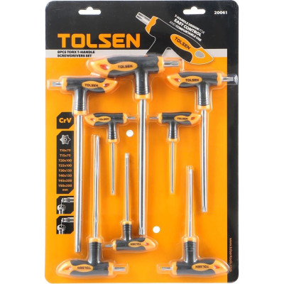 Tolsen Викрутка Tolsen набір 8шт, Т-подібні, Тorx 10-50, сталь CrV Tolsen Викрутка Tolsen набір 8шт, Т-подібні, Тorx 10-50, сталь CrV
