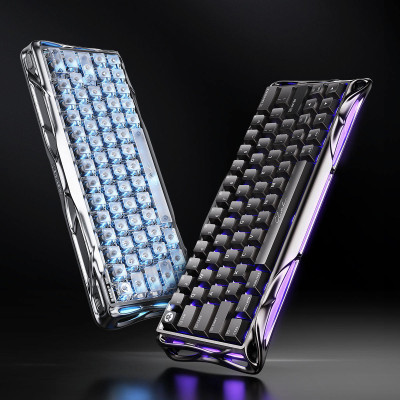 GravaStar Клавіатура магнітна Mercury V60 Pro 60keys, GravaStar Blackcore, USB-A, 8k, RGB, Chrome Silver