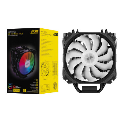 2E Gaming Процесорний кулер Air Cool AC120D6-ARGB, LGA1851, 1700, 1366, 1200, 115x, AM5, AM4, AM3, AM3+, AM2, AM2+, FM2, FM1, 4pin PWM, 3pin +5VARGB, TDP 200W