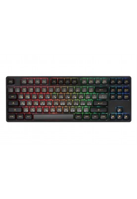 Akko Клавіатура механічна 5087B Plus Black & Gold 87Key, CS Silver, BT/WL/USB-A, Hot-swappable, EN/UKR, RGB, Чорний