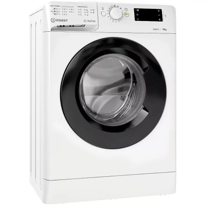Indesit Пральна машина фронтальна, 6кг, 1200, A+++, 43см, дисплей, інвертор, люк чорний, білий