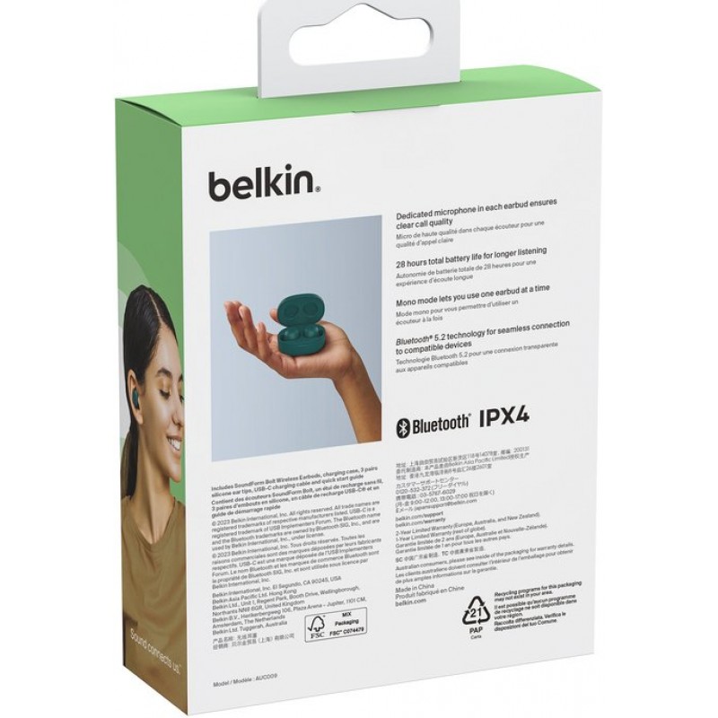 Belkin Навушники Soundform Bolt True Wireless Teal