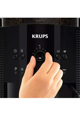 Krups Кавомашина Essential Espresso 1.7л, зерно + мелена, ручний капучинатор, чорний