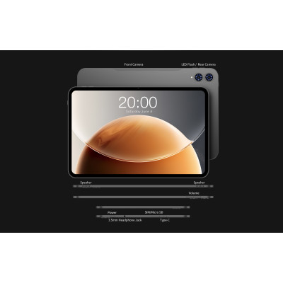 TECLAST Планшет T65 13.4" 8ГБ, 128ГБ, LTE, 8000мА•год, Android, сірий TECLAST Планшет T65 13.4" 8ГБ, 128ГБ, LTE, 8000мА•год, Android, сірий