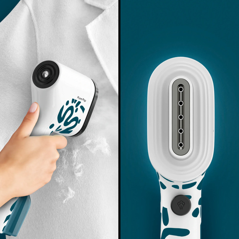 Tefal Відпарювач компактний Pure Pop Home & Travel, 1300Вт, 70мл, постійна пара - 20гр, біло-синій