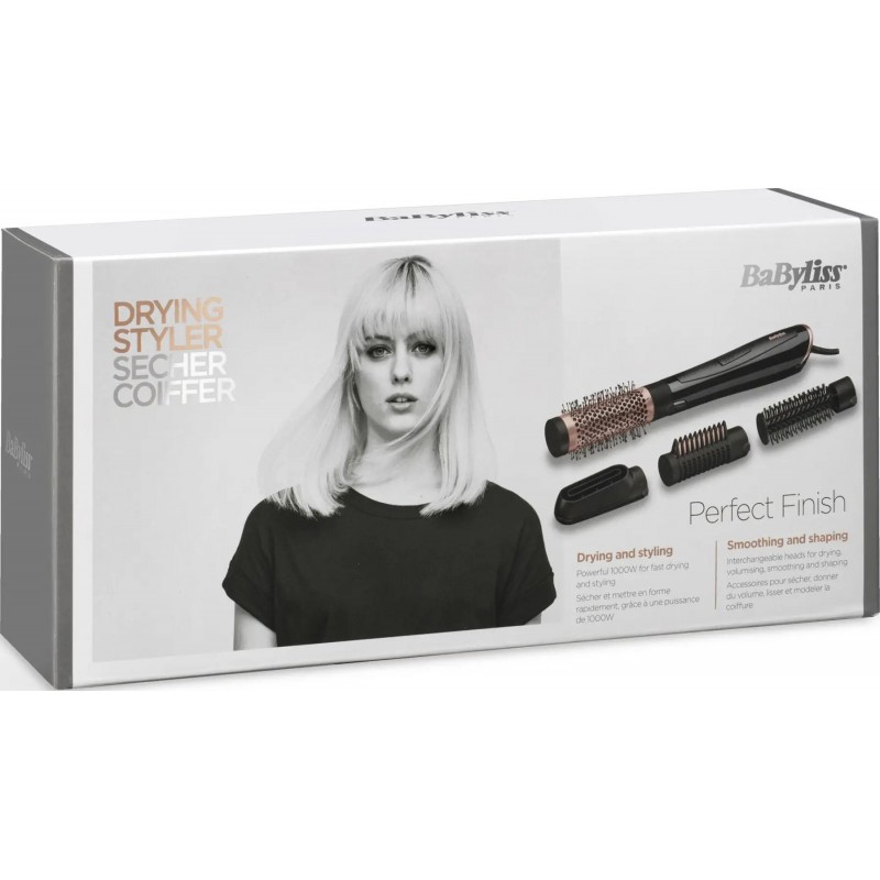 BaByliss Фен-щітка AS126E, 1000 Вт, 4 насадки, чорний