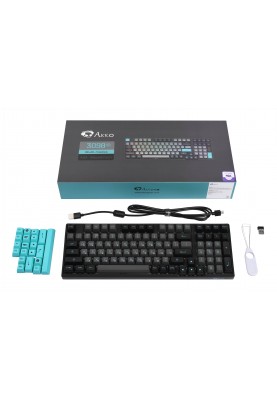 Akko Клавіатура механічна 3098N Black&Cyan 98Key, TTC Honey, BT/WL/USB-A, Hot-swappable, EN/UKR, RGB, Чорний