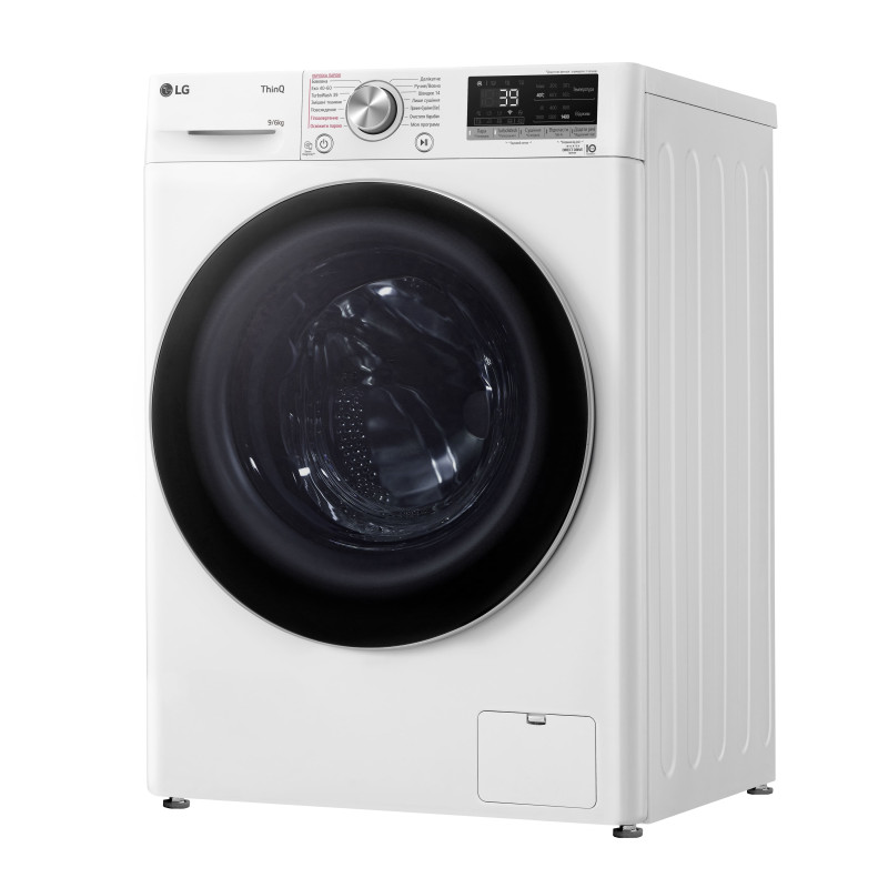 LG Прально-сушильна машина фронтальна, 9(6)кг, 1400, А, 56см, дисплей, пара, інвертор, білий