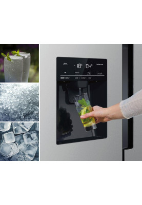 Gorenje Холодильник SBS, 179х70х92см, 2 двері, 376(190)л, А++, NF+, Інв., Зона св-ті, диспенсер, генератор льоду, Зовн. Диспл, нерж
