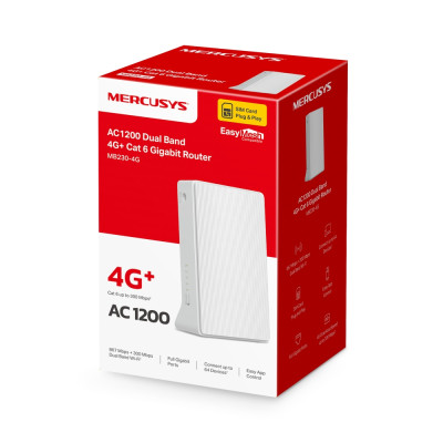Mercusys Маршрутизатор MB230-4G AC1200, 4G/LTE, 1xGE LAN, 1xGE WAN Mercusys Маршрутизатор MB230-4G AC1200, 4G/LTE, 1xGE LAN, 1xGE WAN