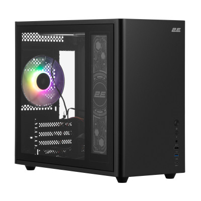 2E Корпус 2E Credo Plus V350BG без БР, 1xUSB3.0, 1х USB 2.0, 1xUSB Type-C, 3x120мм ARGB, VGA 350мм, LCS ready, контролер з пультом, TG Side Panel, mATX, чорний