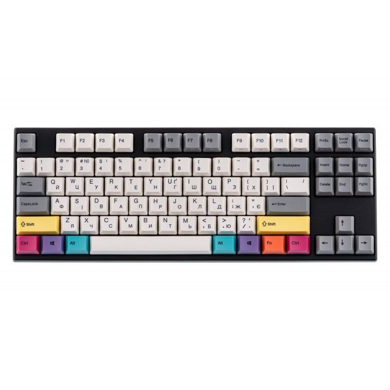 Varmilo Клавіатура механічна VEA87 CMYK 87Key, Cherry Mx Brown, USB-A, EN/UKR, White Led, Чорний