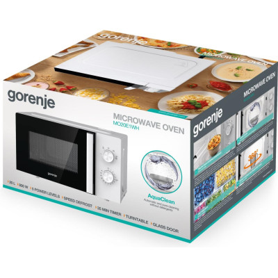 Gorenje Мікрохвільова піч, 20л, хутро. керув., 800Вт, білий