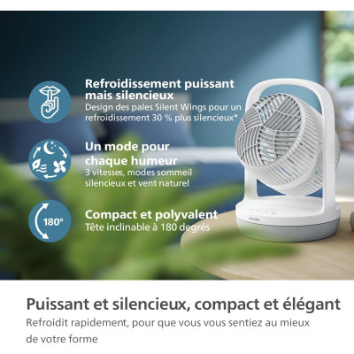 Philips Вентилятор Philips настільний Series 2000, 22см, 28Вт, таймер, поворот 180, білий