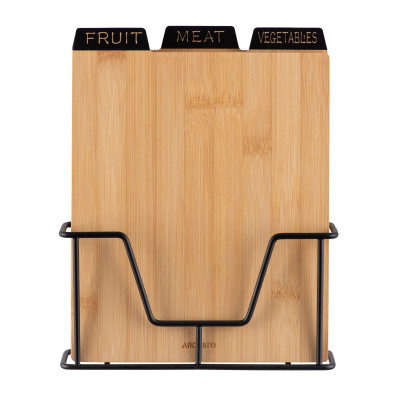 ARDESTO Набір дошок кухонних на підставці Midori, 3шт, 23.5х7.5х27см, бамбук, метал