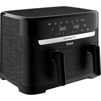 Tefal Мультипіч Easy Fry Dual Essential, 2700Вт, чаша-5.2+3.1л, сенсорне керув., 2 чаші, гриль, пластик, чорний