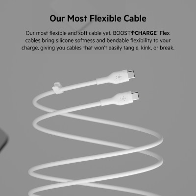 Belkin Кабель USB-С - USB-C силіконовий, з кліпсою, 2м, білий