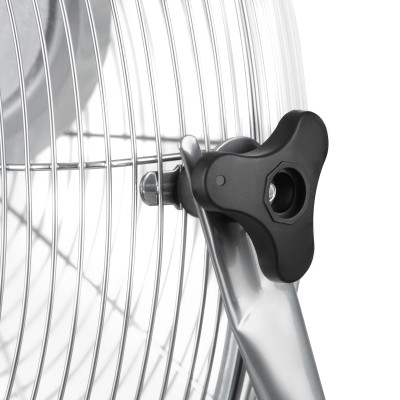 2E Вентилятор підлоговий професійний, 45см, 100Вт, кнопки, двигун мідь 100%, срібний