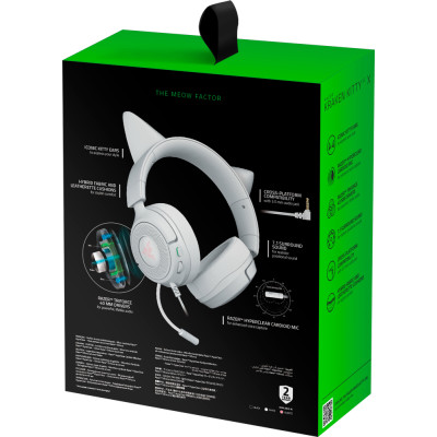Razer Гарнітура Razer Kraken Kitty V3 X, mini-jack, 1.3м, білий