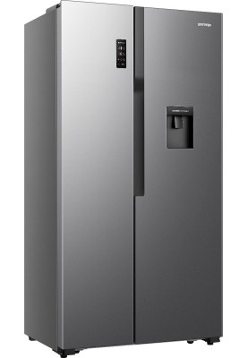 Gorenje Холодильник SBS 179х65х91см, 2 двері, 334(174)л, А+, NF+, Зона св-ті, диспенсер, LED Диспл, Сірий