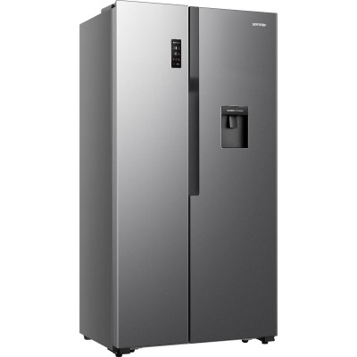 Gorenje Холодильник SBS 179х65х91см, 2 двері, 334(174)л, А+, NF+, Зона св-ті, диспенсер, LED Диспл, Сірий