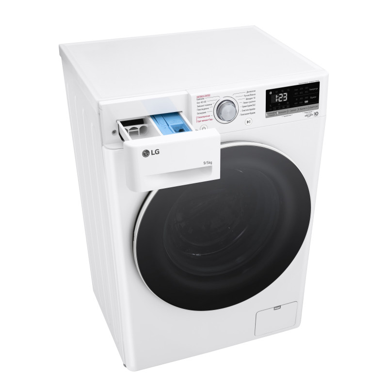 LG Прально-сушильна машина фронтальна, 9(5)кг, 1200, А, 48см, дисплей, пара, інвертор, білий