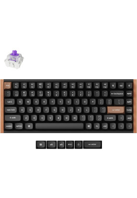 Keychron Клавіатура механічна K2HE 81Key, Gateron Double-Rail Magnetic Nebula, WL/BT/USB-A, QMK, Hot-swap, RGB, дерево, чорний
