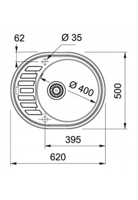 Franke Мийка кухонна Ronda, фраграніт, овал, з крилом, 620х500х200мм, чаша - 1, накладна, ROG 611-62, онікс