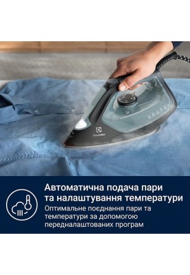 Electrolux Утюг, 2600Вт, 370мл, паровий удар 230гр, алюмінієва підошва, зелено-чорний