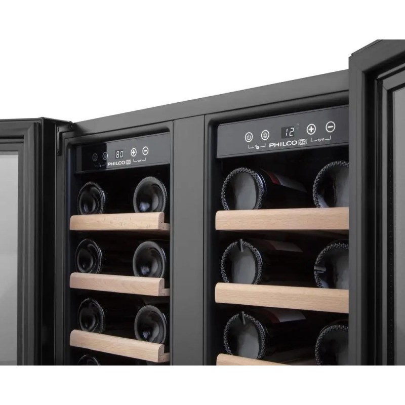 Philco Холодильник для вина, 82x59x57, холод.відд.-116л, зон - 2, бут-38, диспл, підсвітка, чорний