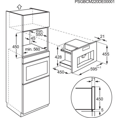 Electrolux Кавомашина вбудована, 2,5л, зерно+мелена, автомат.капуч, дисплей, сернор.керування, підсвітка, чорний