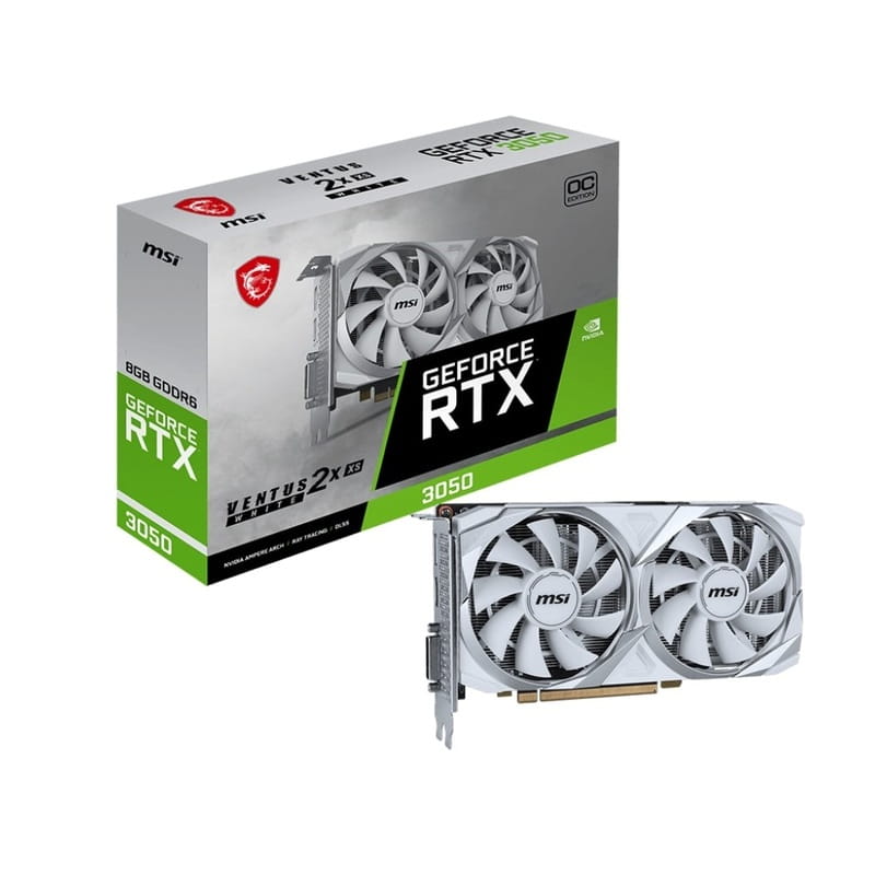 MSI Відеокарта GeForce RTX 3050 8GB GDDR6 VENTUS 2X XS WHITE OC білий