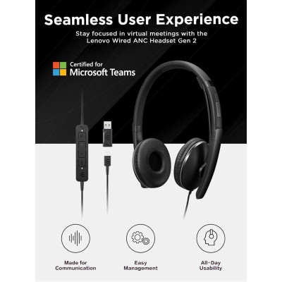 Lenovo Гарнітура Wired ANC Headset Gen 2 (Teams)